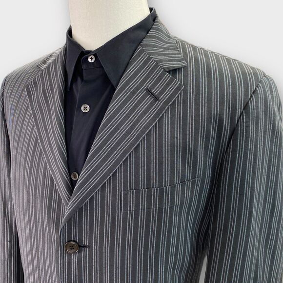 Z Zegna Blazer Mens 40R Silk Linen 'Sweater' Striped 3 Button Lightweight - Picture 2 of 12